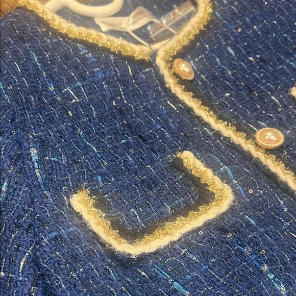 Source Unknown Blue Tweed Blazer and Skirt Set - Picture 4 of 6